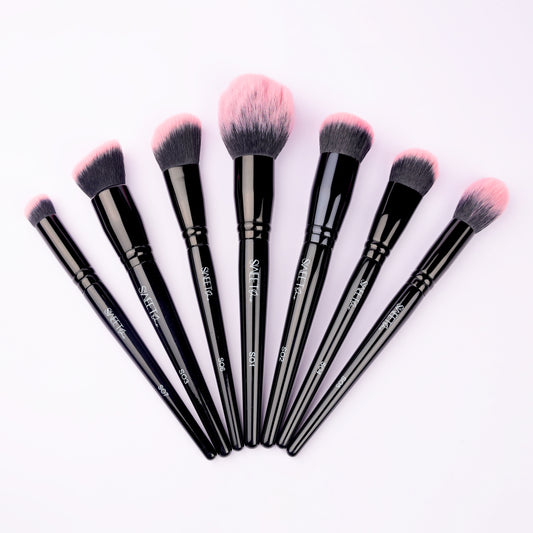 Sweet One Black Rose Face Makeup Brush Set - 7 Essential Brushes
