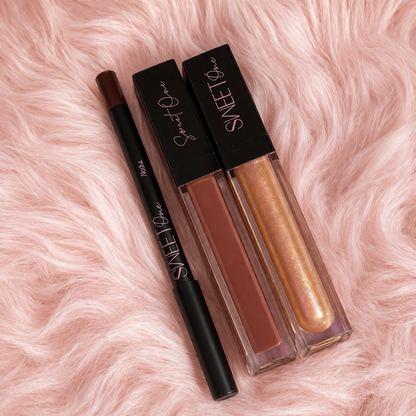 Sweet Chai Lip Trio | Nude Brown Lip Liner, Liquid Lipstick and Gloss