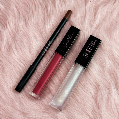 Rose on Ice Lip Combo – Rosy Mauve Lip Liner, Liquid Lipstick & Gloss Trio